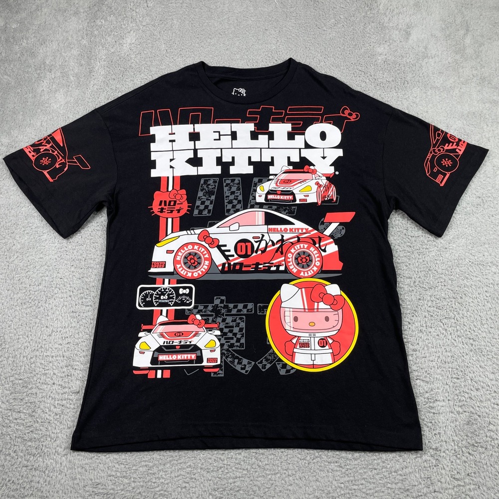 Hello Kitty Tokyo Speed Racing T-Shirt Mens Unisex Large Black JDM Sanrio